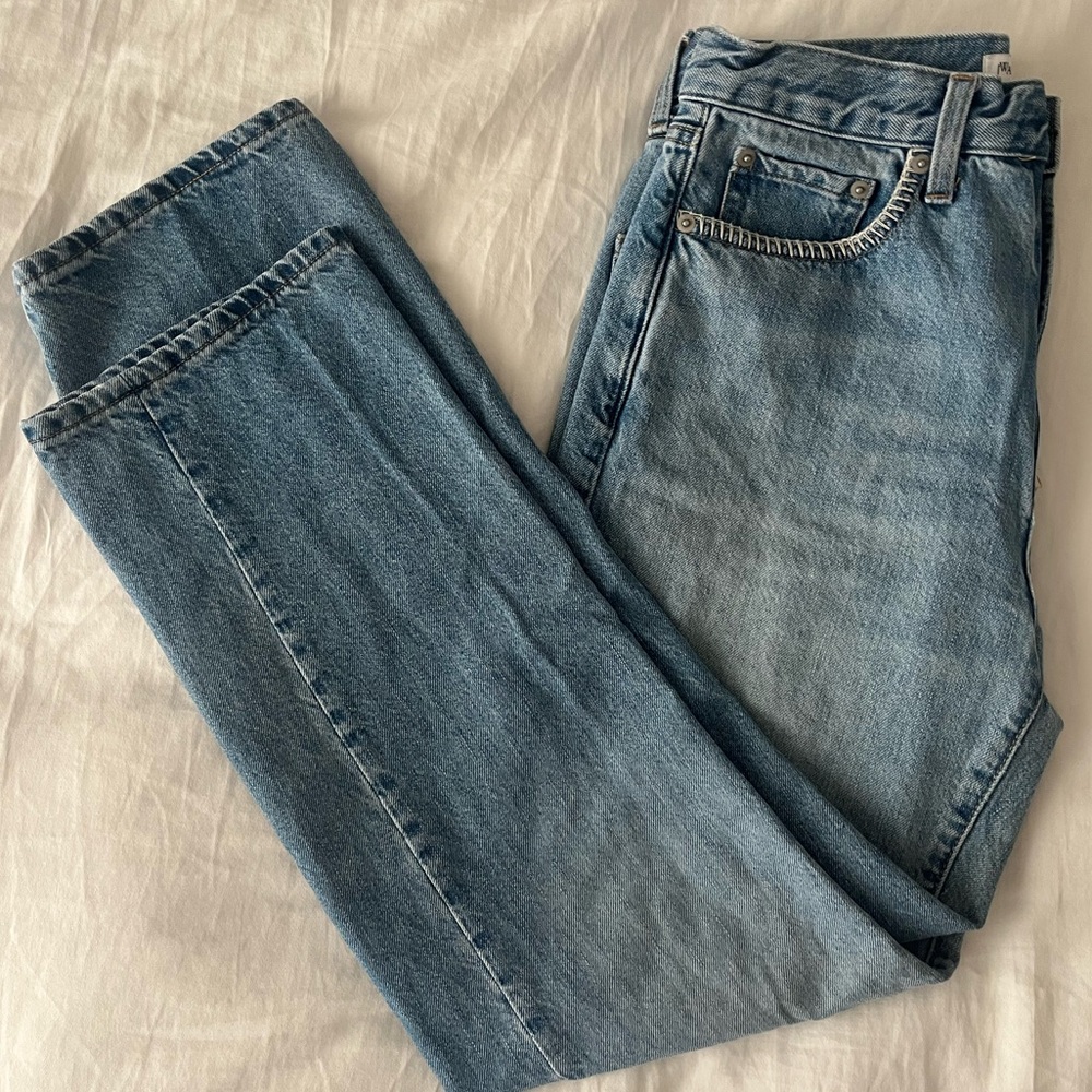 Uniqlo Straight Leg Jeans in Light Blue Denim
